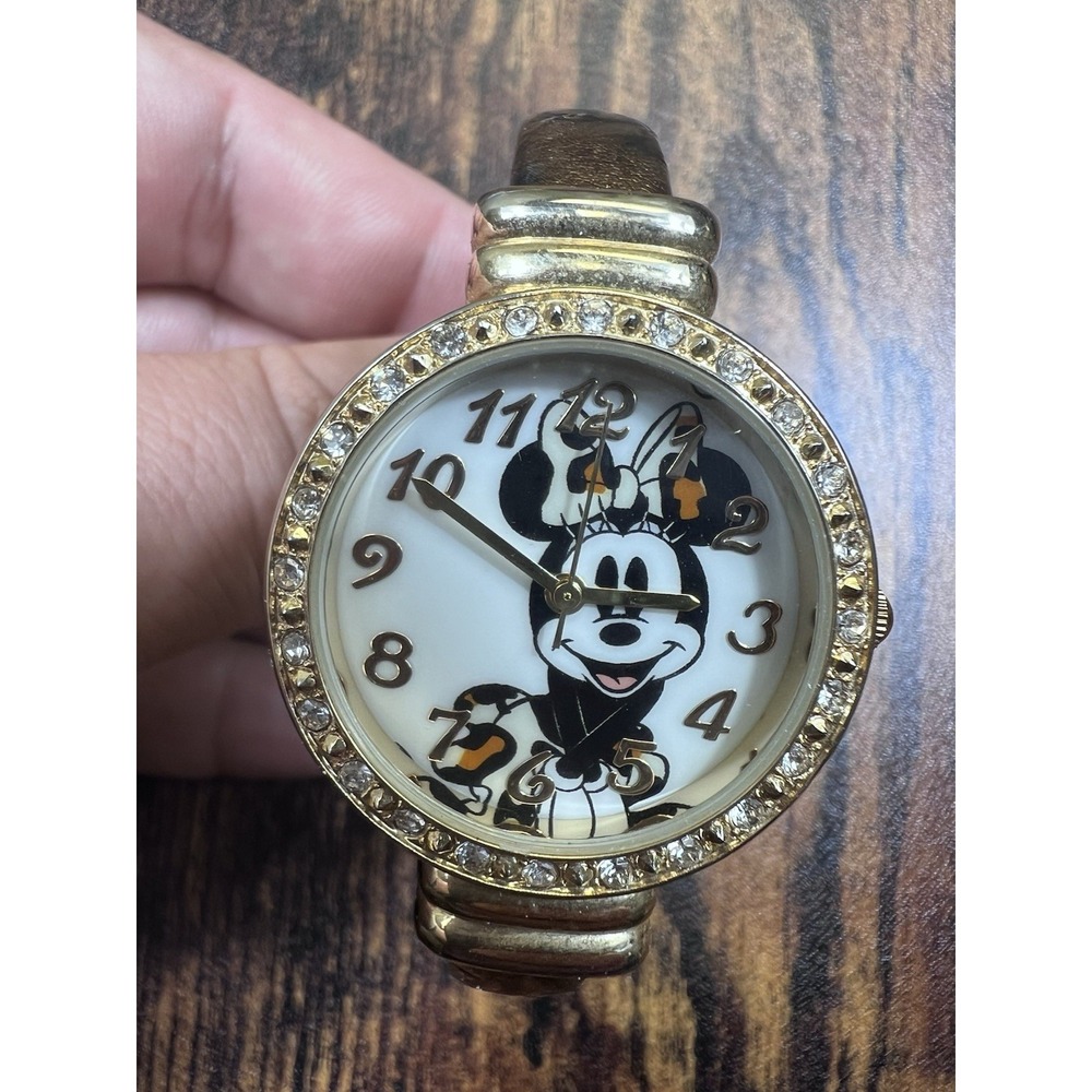 Disney Women's MINAQ319KO Minnie Mouse Gold Halo Leopard Clamp Band Watch
